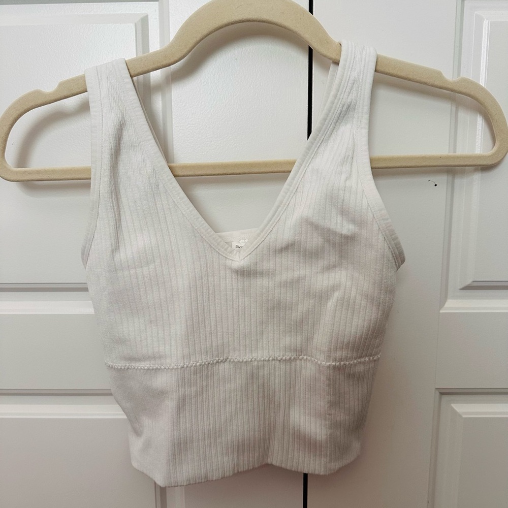 White Ribbed Tank Top